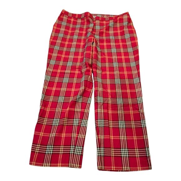Chaus Red and White Plaid Pull‎ On Straight Leg Pants Plus Size XXL NEW - Picture 2 of 14